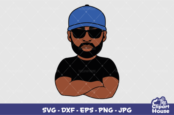 Arms Crossed Black Man Cap Graphics for Crafts