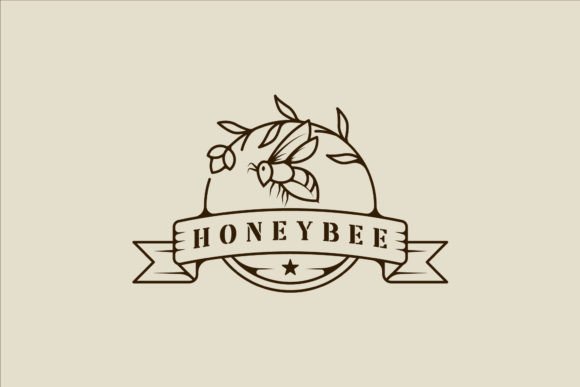 Bee with Flower Logo Line Art Vector: Graphics & Logos