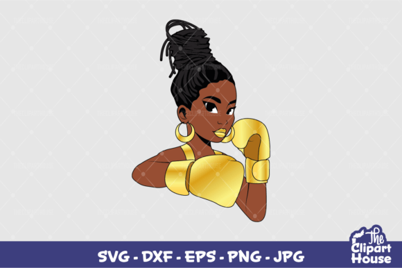 Black Locs Woman Fighter Gold Graphics