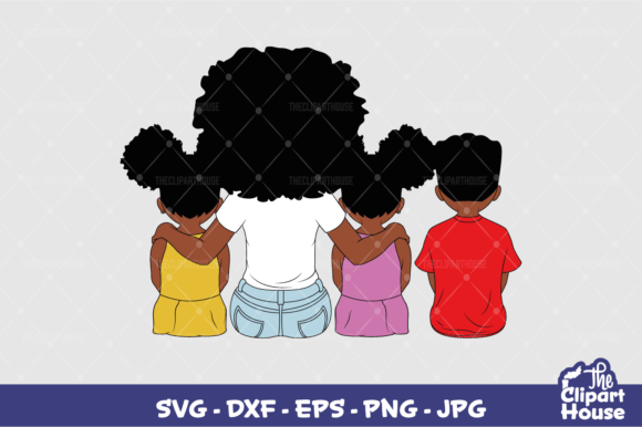 Mother and Kids 5 Graphics for Crafts