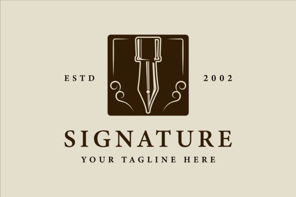 Pen Vintage Emblem Logo Vector Design
