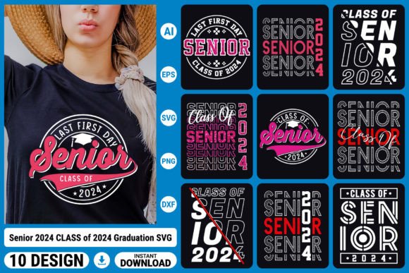 Senior 2024 CLASS Graduation Graphics Bundle